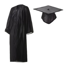 Graduation Cap and Gown Set Shiny Black