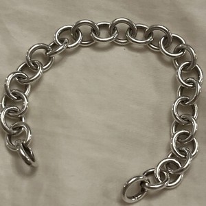 Retired Tiffany & Co. Clasping End Round Rolo Link Bracelet Sterling Silver 7.75