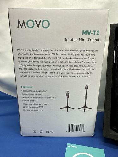 Movo MV-T1 Adjustable Aluminum Alloy Tabletop Tripod (Height Range: 3" to 16") - Picture 3 of 5