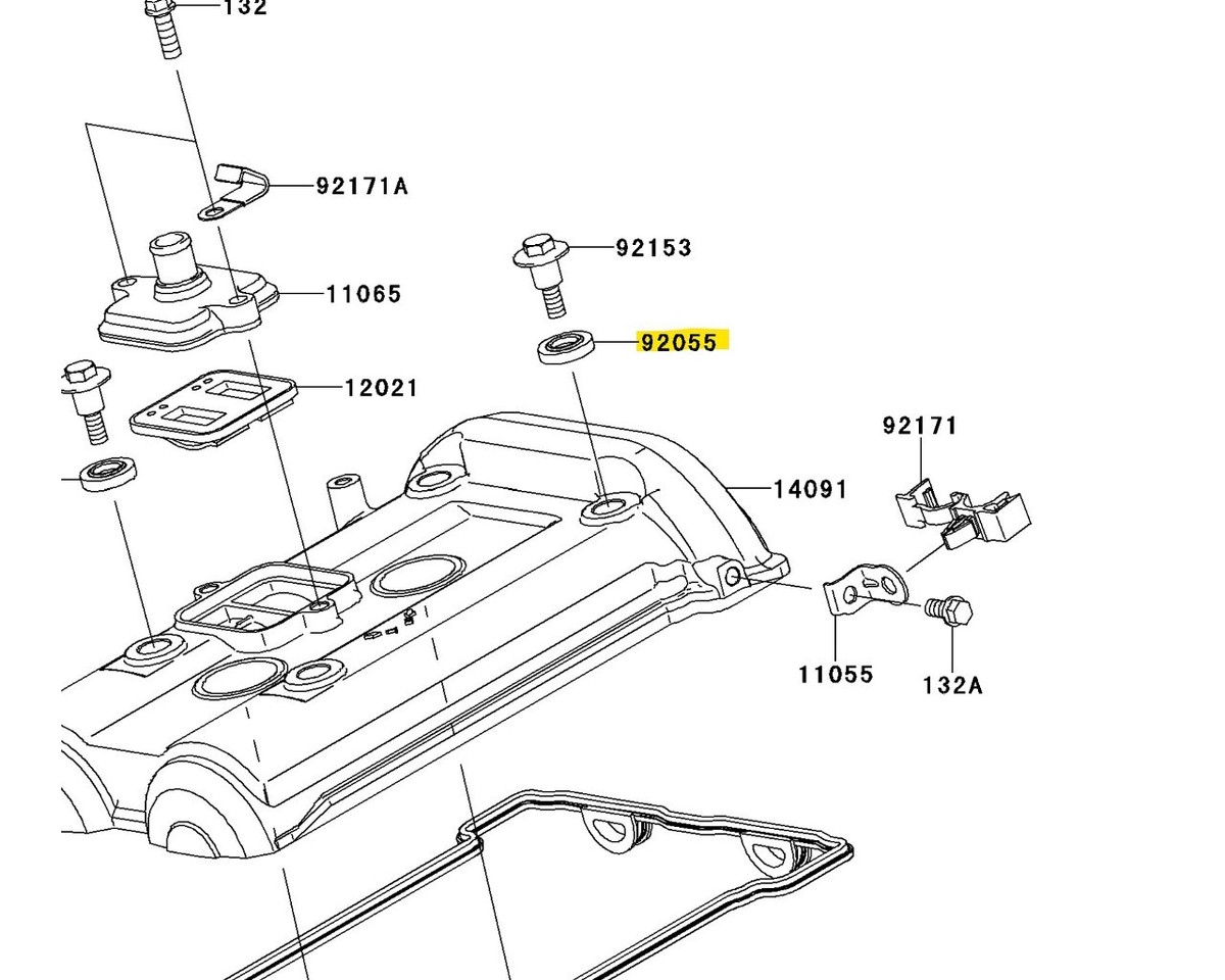 Kawasaki Cylinder Head Bolt O-Ring Gasket Multi-Fit 92055