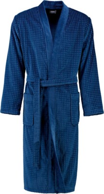 Cawö langer Bademantel 3714 für Herren Kimono, 52 (M), saphir, 100% Baumwolle