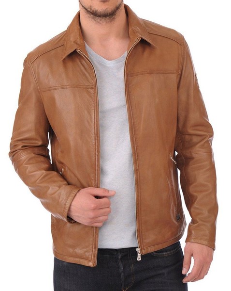 Vintage Neu Herren Designer Hellbraun Slim Fit Lammleder Echtleder Jacke U611-image