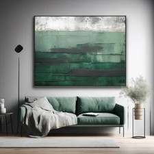 Quadri su tela XL astratto Z 02 verde grigio arte urbana Wabi Sabi 150x110 cm moderno