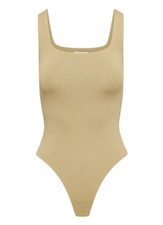 Aritzia Babaton Contour Warm Sand Sleeveless Square Neck Bodysuit Sz 2XS