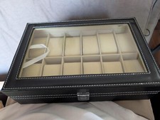 Uten Watch Box 12 Slots, Watch Case with Glass Lid, Watch Display Storage Box fo
