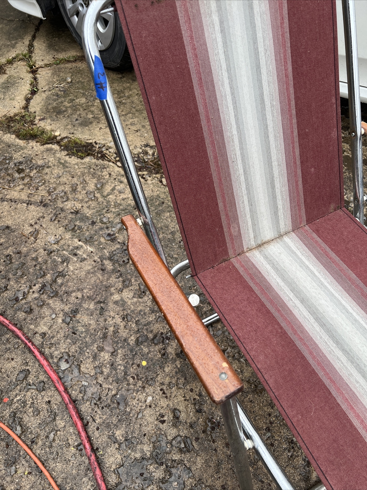 Airstream Folding Chair Camping Maroon W/stripes ZipDee Read All 3 eBay