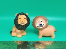 Lion Animal Figure Set Soft Rubber Bath Tub Toy Lot Orange Collectible Rare HTF