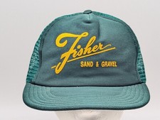 Fisher Sand & Gravel Trucker Hat Mesh Green Snapback Vtg. Made In USA Rare HTF