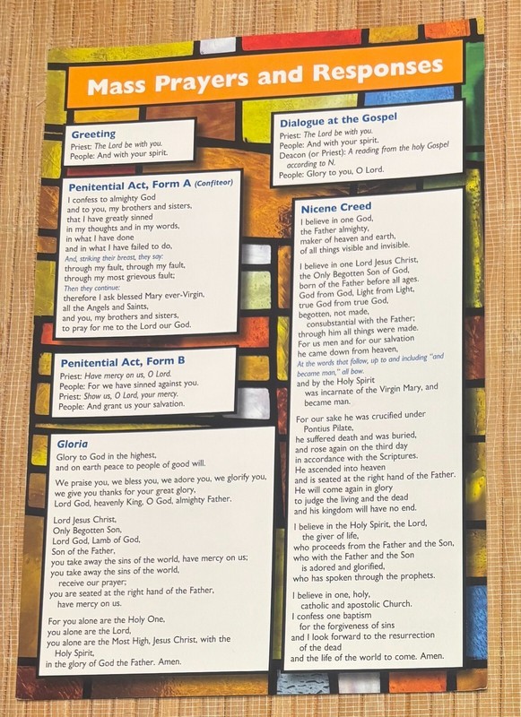 Prayer Card: Mass Prayers and Responses