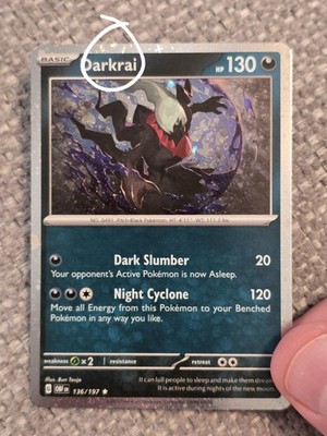 Darkrai - Cosmos Holo w/Swirl - 136/197 - Obsidian Flames - NM/M