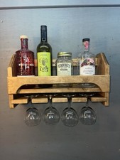 Wine Glasses Storage Wall Shelf For Home Bar Wooden Rack Glassware Hanging