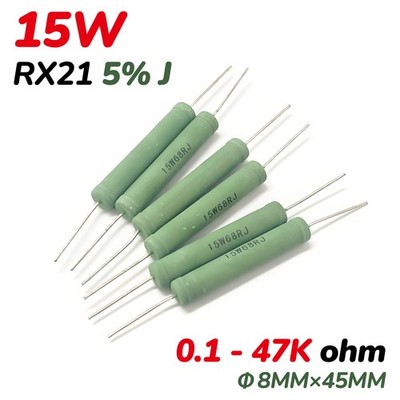 15W Wirewound Resistors Axial Leaded 5% J 0.1 to 47K ohm Resistor Through Hole