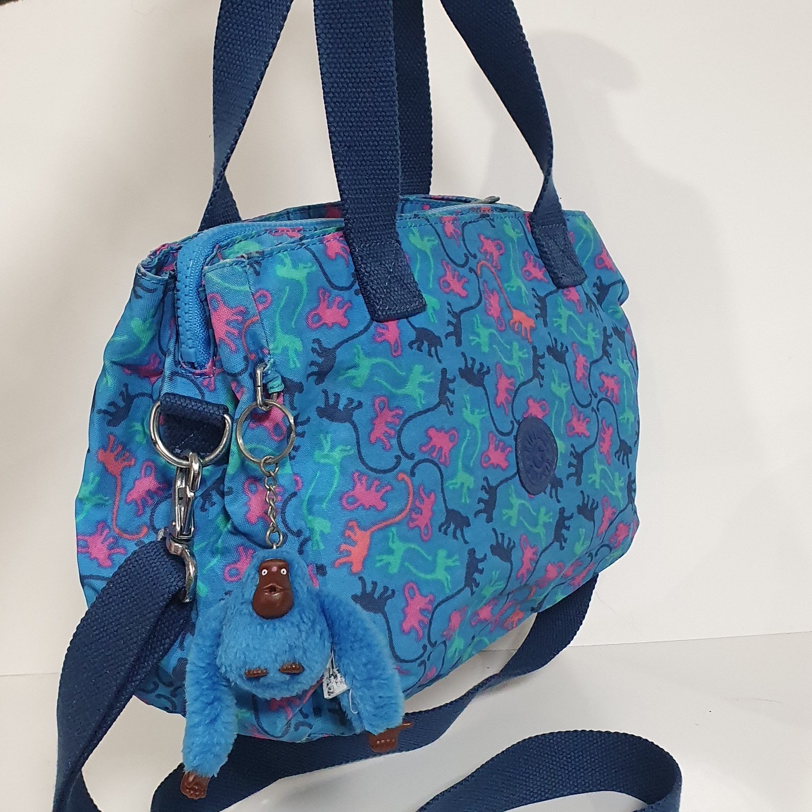 Kipling Nariko Monkey Mania Pattern Sky Blue Bag … - image 3