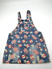 VTG American Canadian Flag Jumper Dress Womens Juniors Large Buckles Distressed