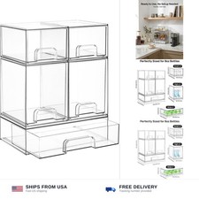 Vtopmart Stackable Storage Drawers Set of 5, Clear Plastic Organizer Bins for...