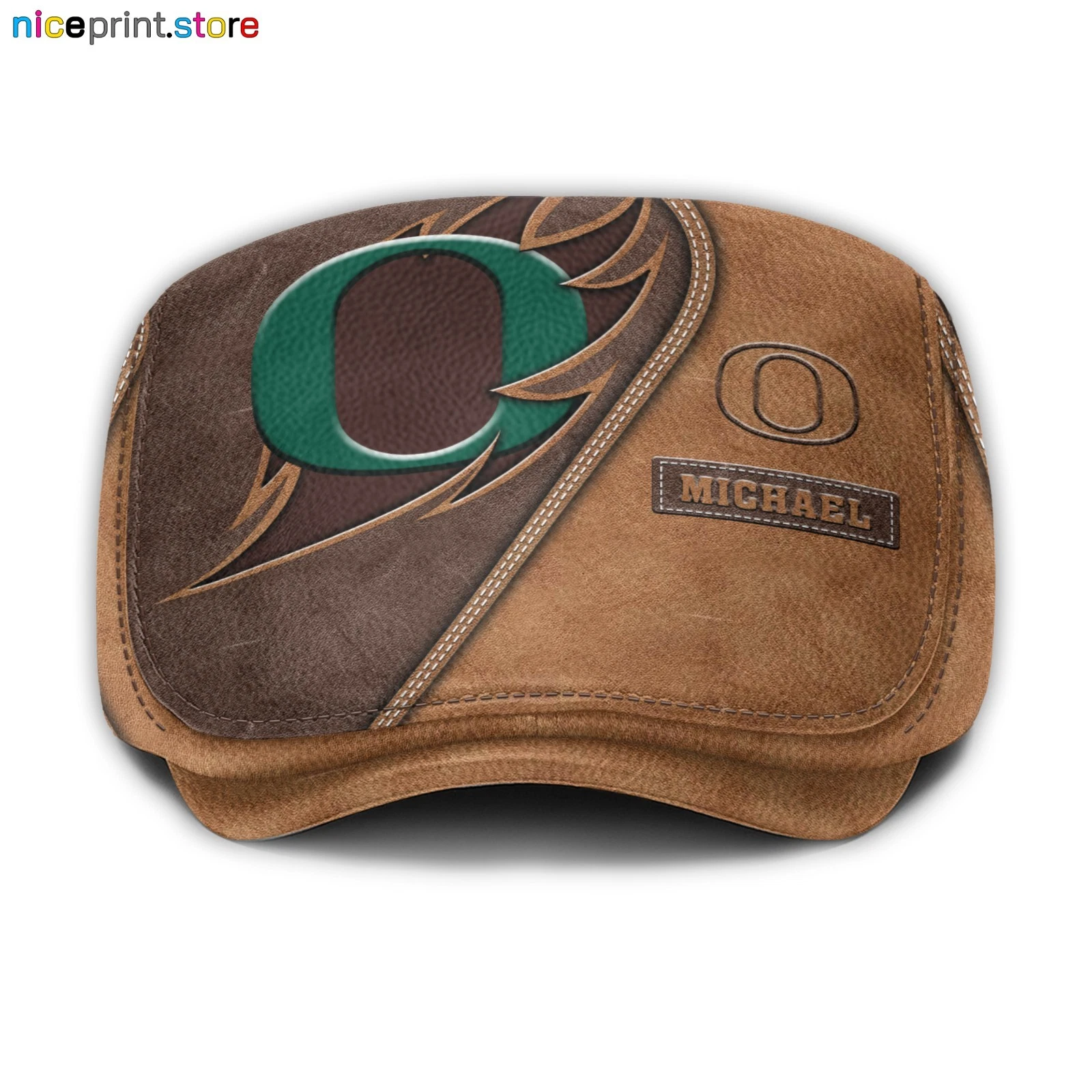 Leather Cap Oregon Team Ducks Jeff Cap NCAA Driver Cap Golf Cap NCAA Flat Cap