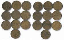 REPÚBLICA DEMOCRÁTICA ALEMANA, lote de 10 MONEDAS DIFERENTES DE 20 PFENING