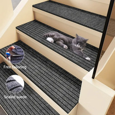 15Pcs Stair Pads Set Carpet Stair Treads Non Slip Adhesive Step Mats Home Decor