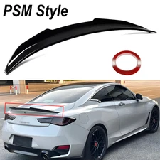 Gloss Black FOR 2017 2018 19-2022 Infiniti Q60 PSM Style Rear Trunk Spoiler Lip