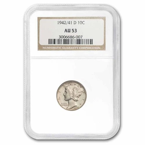 1942/41-D Mercury Dime AU-53 NGC