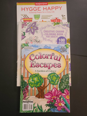 (LOT OF 3) NEW Adult Coloring Books Hygee Happy Gardens Cretive Charm