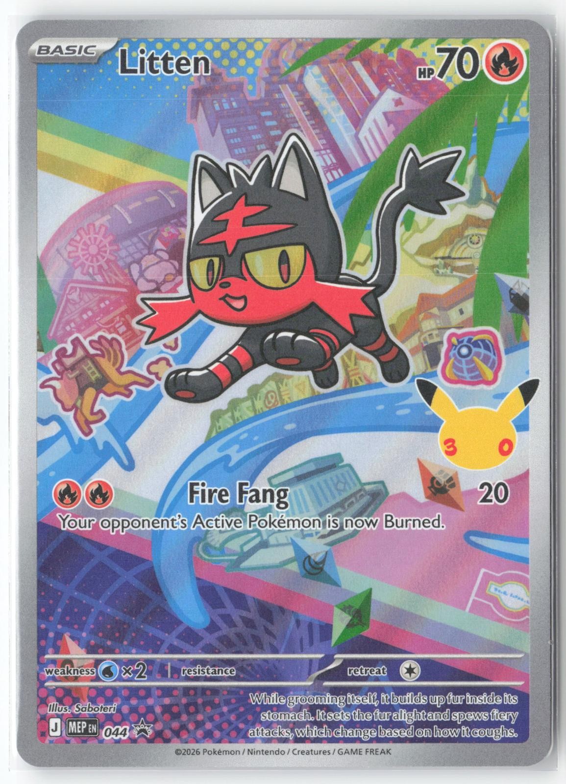 Litten 044 Holo Promo ME: Mega Evolution Promo Pokemon Near Mint