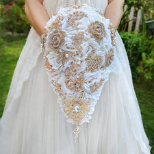 Luxury Water Drop Bridal Jewelry Bouquet  Corsage - Ivory White