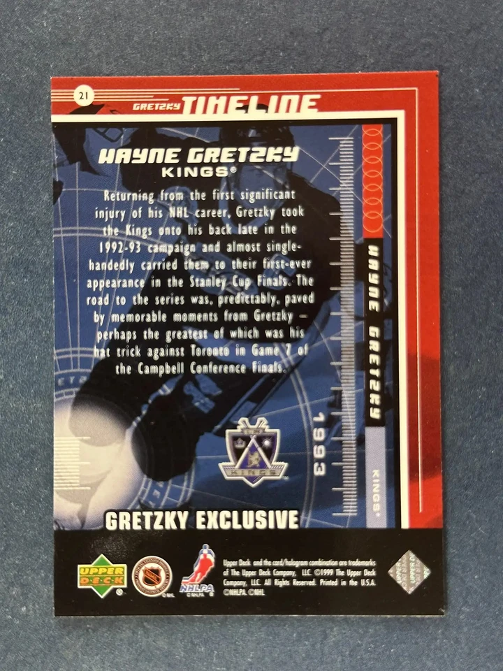 1999-00 Upper Deck Gretzky Exclusives #21 Wayne Gretzky Los Angeles Kings - Image 2 of 2