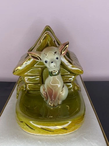 New ListingVintage Shawnee Chihuahua Dog with Doghouse Garden Planter