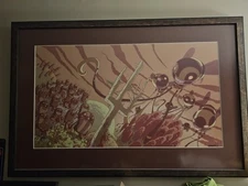 JHONEN VASQUEZ FRAMED AMBUSH AT PRAYER TIME 38"x25" PRINT SIGNED INVADER ZIM