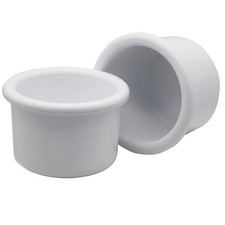 Crock-Style Bird Dish White Plastic Feeder Cup 8 oz 2 Pack
