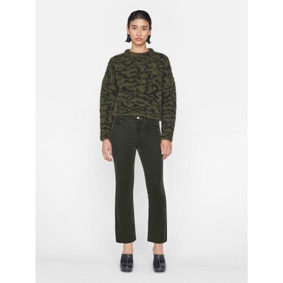 Frame Women's Green Le Crop Mini Corduroy Boot Cut Jeans Size 26