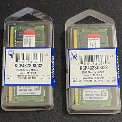 Kingston 64GB (2x32GB) DDR4-3200 PC4-25600 SO-DIMM Non-ECC KCP432SD8/32