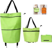 2 in 1 Foldable Shopping Cart, 2023 New Foldable Shoppings Bag Carts with