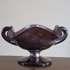 Vintage Dugan Carnival Glass Handled Compote Amethyst Octopus Design