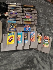 NES Top Loader NES-101 Bundle TESTED -1 Dogbone Controller - 23 Games - Mario 3+
