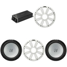 Kicker Marine KPX500.1 Powersports Amp  2 12" 4 Ohm  White Grill  Subwoo...