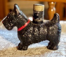 VINTAGE MCM TABLE LIGHTER BLACK CAST IRON SCOTTIE DOG STRIKEALITE, MADE IN USA