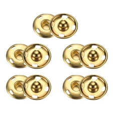 5 Set Sew-on Snap Buttons 17mm Metal Snap Fastener Buttons, Gold