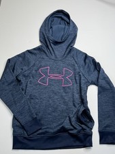 Under Armour ColdGear Women s Medium Blue Pink Big Logo Loose Pullover Hoodie