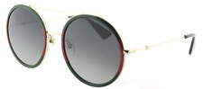 Gucci GG0061S 003 Red Striped Green Gold Metal Sunglasses Grey Gradient Lens