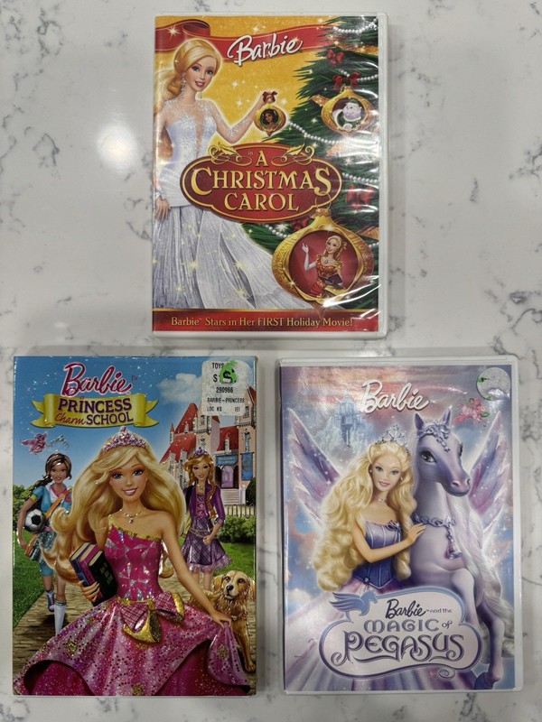 Barbie DVD Movie Lot of 3 - A Christmas Carol, Princess Charm & Magic of Pegasus
