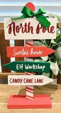New North Pole Santa  s House Elf Workshop Christmas Crossing Directional Sign