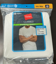 Hanes Comfort Soft White T-Shirts Men's Tall 2X 2 Pack 100 Cotton New