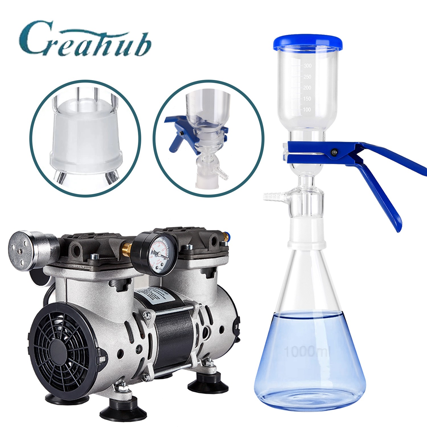 380W 85 L/min Lab Vacuum Pump Oil Free Oilless Vacuum Pump W/ Pressure Gauge New