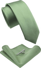 2.4" Solid Color Skinny Tie and Pocket Square with Tie Clip Sets for Men 6cm 