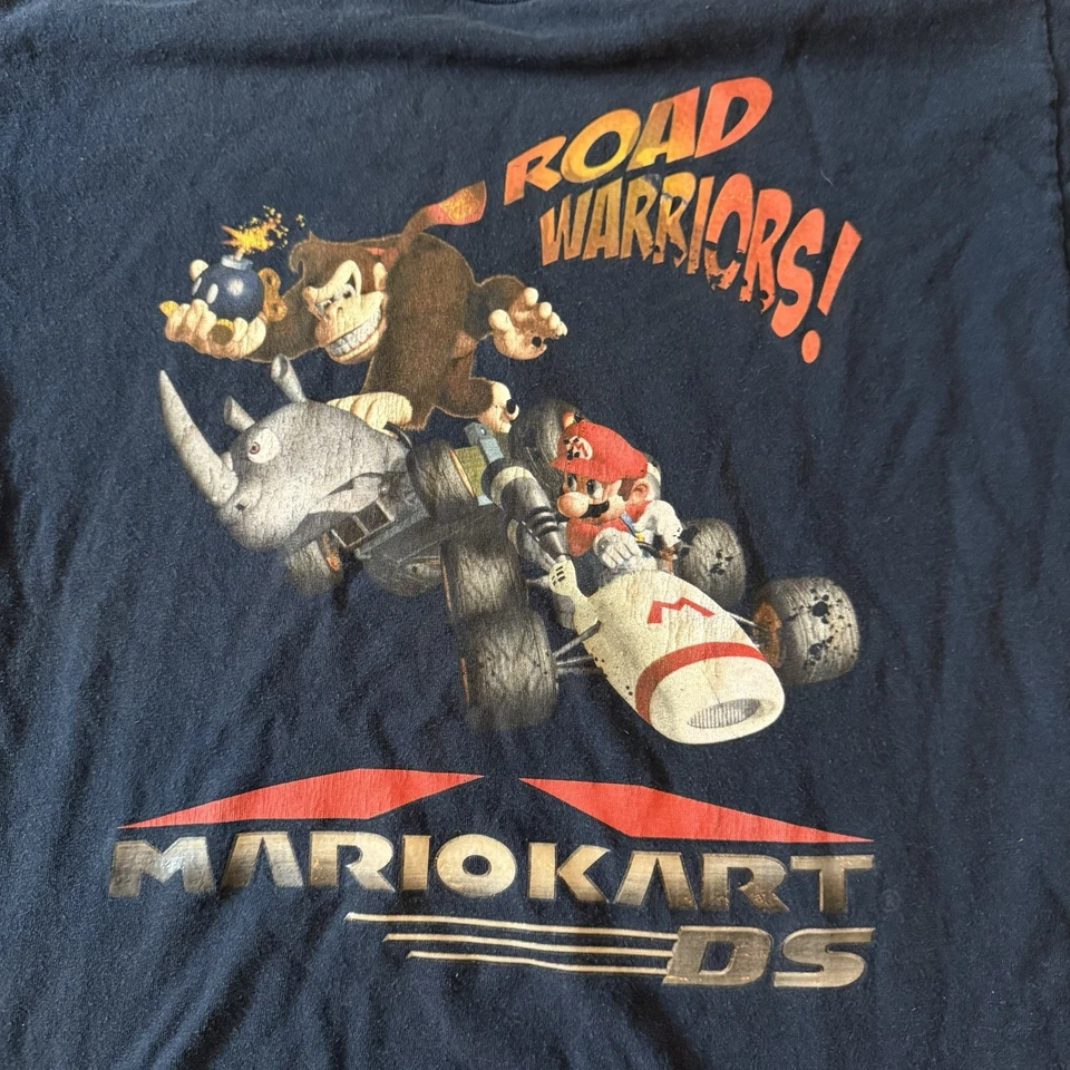 VTG 2005 Mario Kart DS Nintendo T-Shirt Road Warriors Black Sz Youth L/XL - Image 4 of 4