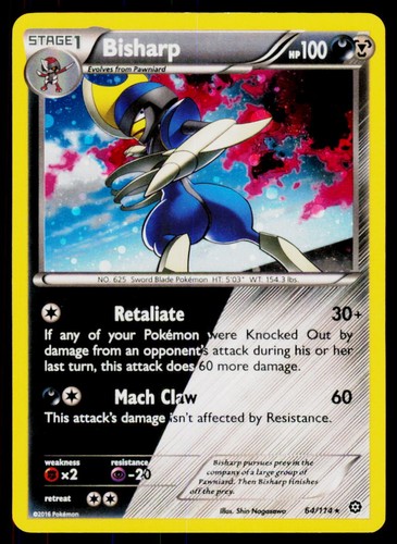 Bisharp Holo Rare XY Steam Siege 64/114 Pokemon TCG Card HP 2016
