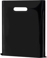 100 Pack Black Plastic Bags, 9"x12" Merchandise Bags With Die Cut Handles Retail