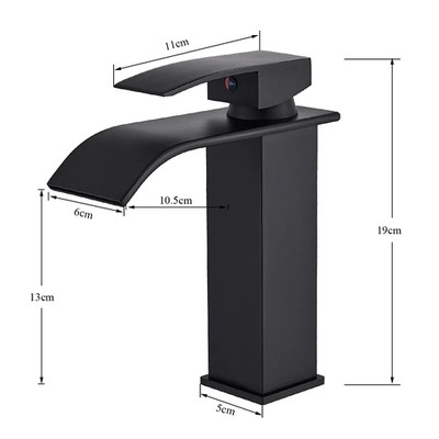 Black Waterfall Bathroom Faucet, Basin, Sink, Sinks, Mixer Tap, Hot and Cold Wat